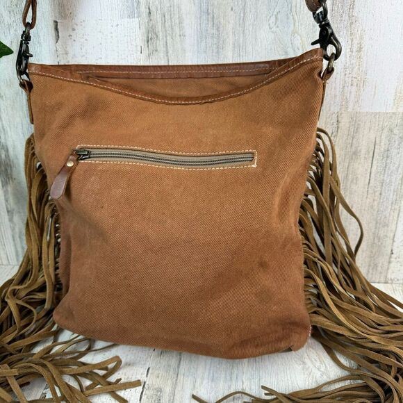 Myra Bag Mojave Paisley Fringed Western Hand Crossbody Tooled Bag - Picture 6 of 12